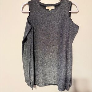 Michael Kors Shimmering Silver Cold Shoulder Blouse